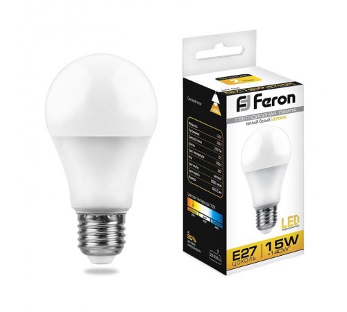 Лампа светодиодная LB-94 (15W) 230V E27 2700K A60  25628  FERON