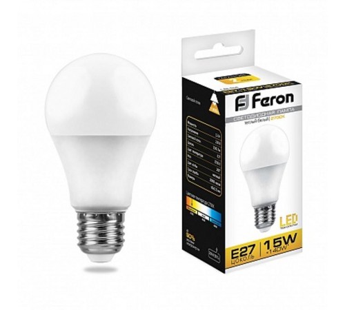 Лампа светодиодная LB-94 (15W) 230V E27 2700K A60  25628  FERON