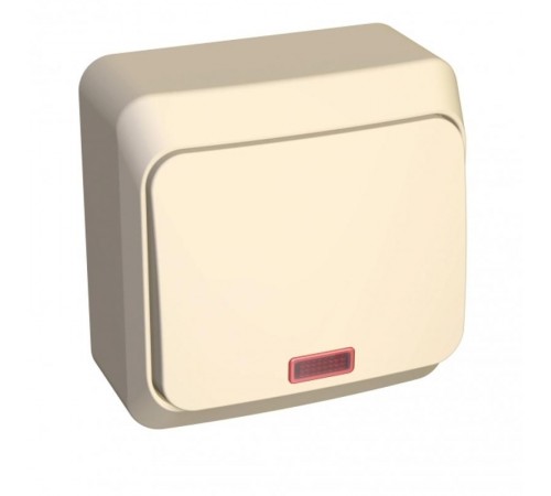 Этюд Кремовый О/У Выключатель 1-клавишный с подсветкой  BA10-005K  SE