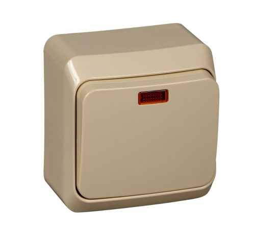 Этюд Кремовый О/У Выключатель 1-клавишный с подсветкой  BA10-005K  SE