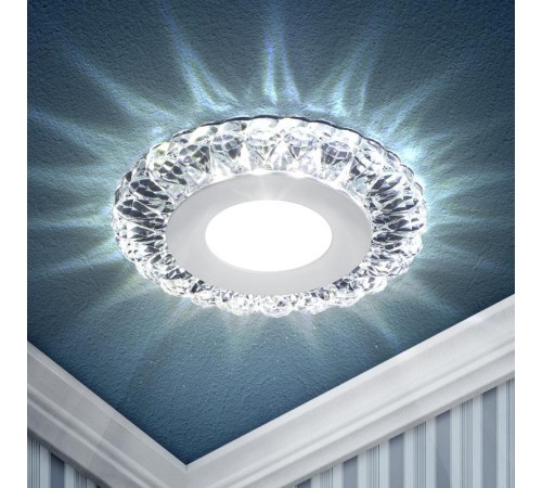 Светильник точечный встраиваемый DK LED 16 SL/WH LED круглый "белая подсветка" 3+3W прозрачный/белый  Б0036497  ЭРА