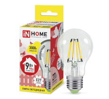 Лампа светодиодная LED-A60-deco 9Вт 230В Е27 3000К 810Лм прозр  4690612008066  IN HOME