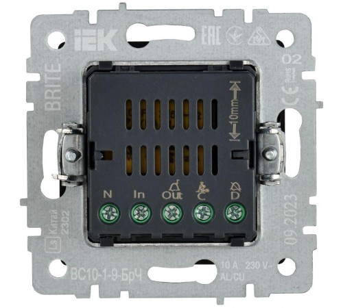 BRITE Кнопка звонка с инд. отел. 10А ВС10-1-9-БрЧ черн.  BR-V14-2-10-K02  IEK