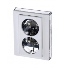 ABB Levit Белый / дымчатый чёрный Розетка 2-ая с з/к со шторками 16А  5522H-C03457 62W  2CHH223457C6062  ABB