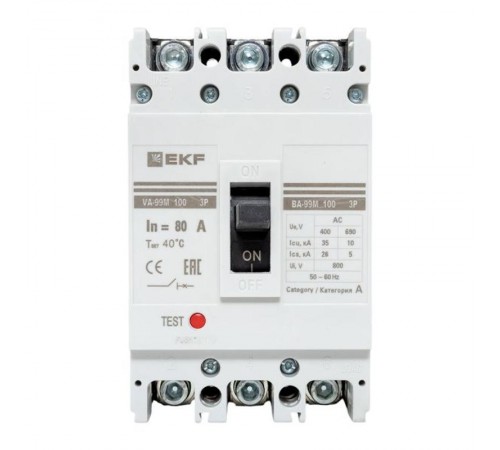 Выключатель автоматический ВА-99М 100/80А 3P 35кА PROxima  mccb99-100-80m  EKF