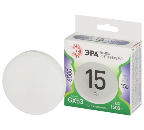 Лампа светодиодная  LED GX-15W-865-GX53 GL GX53 15 Вт таблетка холодный свет  Б0067030  ЭРА