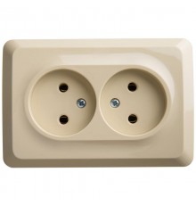 Этюд Кремовый О/У Розетка 2-ая угловая без заземления без шторок 16А 250B  PA16-105K  SE