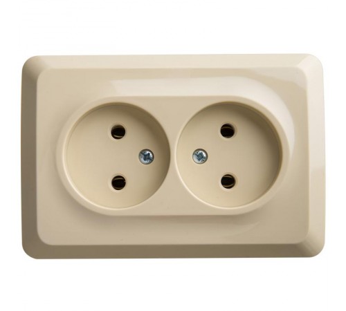 Этюд Кремовый О/У Розетка 2-ая угловая без заземления без шторок 16А 250B  PA16-105K  SE