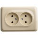 Этюд Кремовый О/У Розетка 2-ая угловая без заземления без шторок 16А 250B  PA16-105K  SE