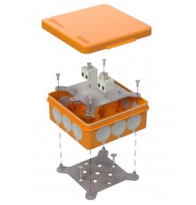 Коробка огнестойкая для о/п двухкомпонентная 60-0303-FR2.5-4 Е15-Е60 (латунь) 100х100х40 IP66 4p, 2.5 мм.кв. 60-0303-FR2.5-4-Е60  Промрукав