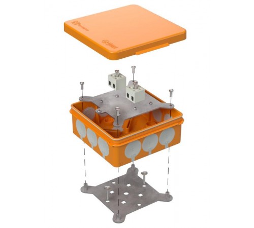 Коробка огнестойкая для о/п двухкомпонентная 60-0303-FR2.5-4 Е15-Е60 (латунь) 100х100х40 IP66 4p, 2.5 мм.кв. 60-0303-FR2.5-4-Е60  Промрукав