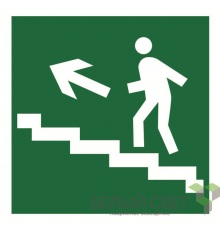 Знак безопасности BL-2020B.E16"Напр. к эвакуац. выходу по лестн. вверх (лев.)"  a21289  Белый свет