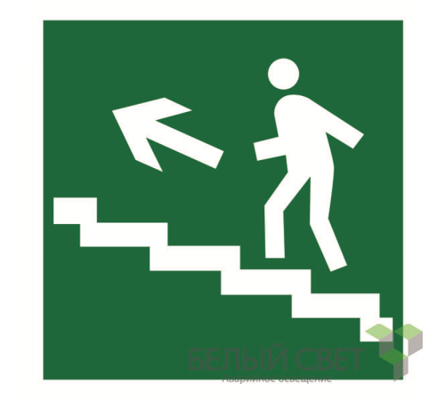 Знак безопасности BL-2020B.E16"Напр. к эвакуац. выходу по лестн. вверх (лев.)"  a21289  Белый свет