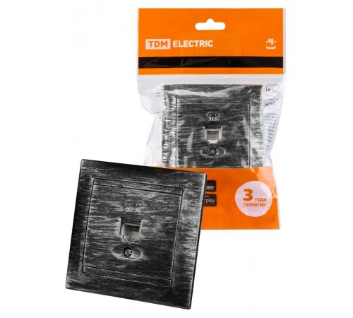 Розетка телефонная RJ11 старинное серебро "Лама"  SQ1815-0656  TDM