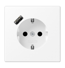 Розетка SCHUKO® с USB-зарядным устройством, тип A; термопласт; белый матовый  LS1520-18AWWM  Jung