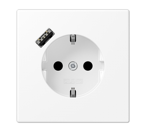 Розетка SCHUKO® с USB-зарядным устройством, тип A; термопласт; белый матовый  LS1520-18AWWM  Jung