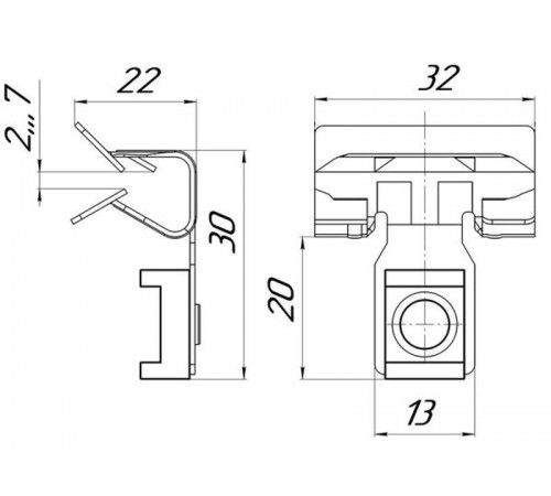 Зажим балочный 3-8 мм под нейл. стяжку внут. TDZ  ZB3-8-SV  EKF