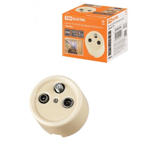 Розетка TV+R+ SAT проходная сл. кость "Болонь"  SQ1820-0358  TDM