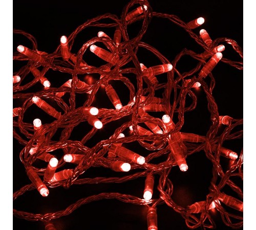 Гирлянда Нить 10м, с эффектом мерцания, прозрачный ПВХ, 24В, цвет Красный  305-252  NEON-NIGHT