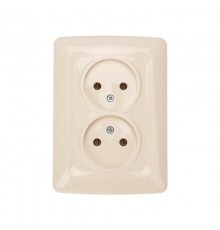DEA Розетка 2-ая керамика б/з с/у 10А Беж  KR-78-0249  Kranz