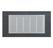 Simon 82 Рамка декоративная, (+суппорт), 5 узких (2 широких+1 узкий) модулей, S82C, Камень, сланец-алюминий  82957-63  Simon