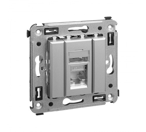 Компьютерная розетка RJ-45 в стену, кат.6 одинарная экранированная,"Avanti","Закаленная сталь"  4404393  DKC