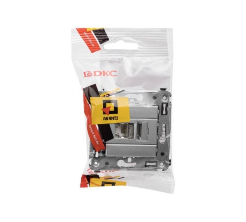 Компьютерная розетка RJ-45 в стену, кат.6 одинарная экранированная,"Avanti","Закаленная сталь"  4404393  DKC