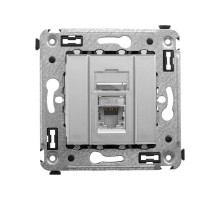 Компьютерная розетка RJ-45 в стену, кат.6 одинарная экранированная,"Avanti","Закаленная сталь"  4404393  DKC