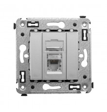 Компьютерная розетка RJ-45 в стену, кат.6 одинарная экранированная,"Avanti","Закаленная сталь"  4404393  DKC