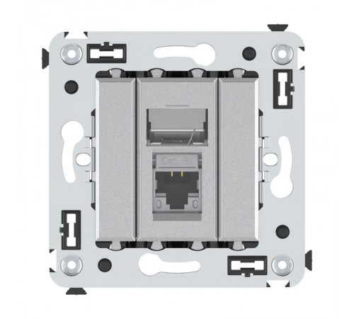 Компьютерная розетка RJ-45 в стену, кат.6 одинарная экранированная,"Avanti","Закаленная сталь"  4404393  DKC