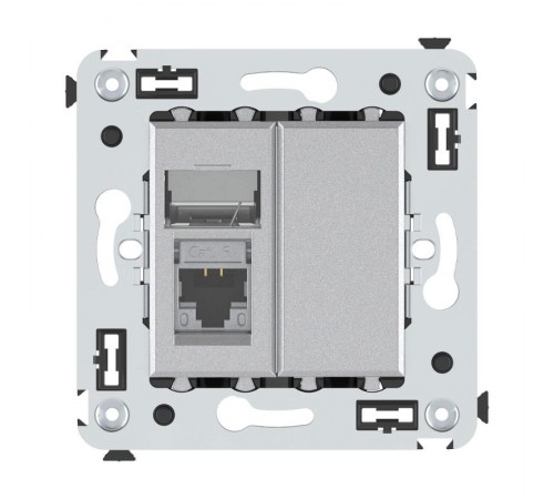 Компьютерная розетка RJ-45 в стену, кат.6 одинарная экранированная,"Avanti","Закаленная сталь"  4404393  DKC