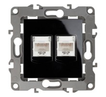 Розетка информационная двойная 12-3108-06  2XRJ45,  чёрный  Б0014734  ЭРА
