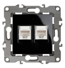 Розетка информационная двойная 12-3108-06  2XRJ45,  чёрный  Б0014734  ЭРА