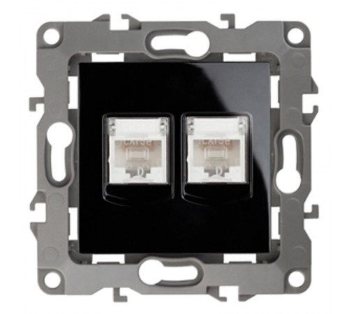 Розетка информационная двойная 12-3108-06  2XRJ45,  чёрный  Б0014734  ЭРА