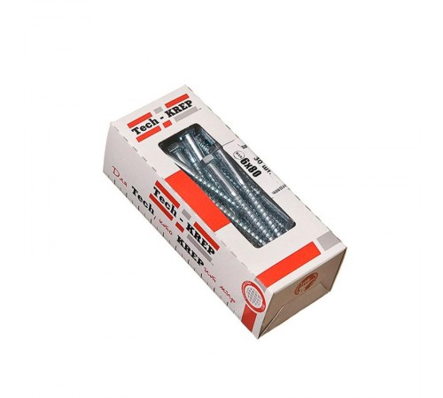 Болт DIN 571 сантехнический оцинк 6х80 (30 шт) - коробка с ок. Tech-Kr ( 0,417 кг)  126550  Tech-KREP