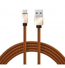Кабель USB-Type-C/2A/leather/brown/1m/REXANT 18-1897  REXANT