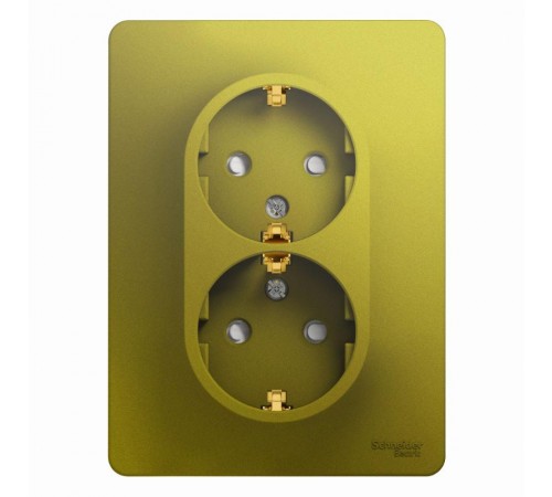 Glossa Фисташковый Розетка 2-ая с заземлением со шторками (в сборе)  GSL001026  SE