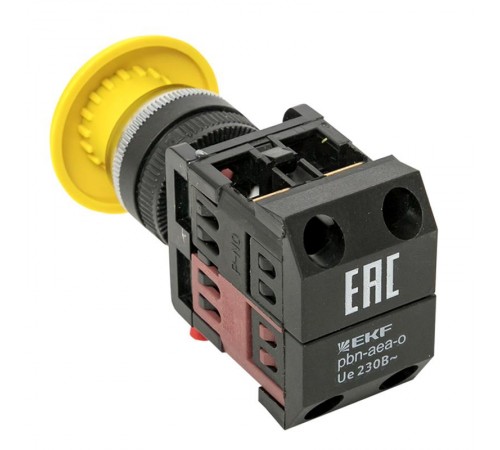 Кнопка AEA-22 "Грибок" желтая NO+NC EKF PROxima  pbn-aea-o  EKF