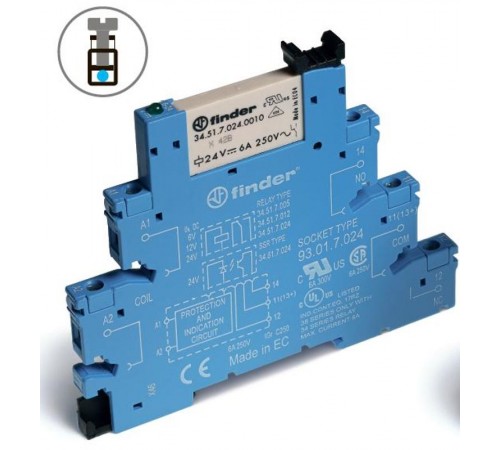 Интерфейсный модуль, электромеханическое реле; 1CO 6A; контакты AgNi; питание 48В DC (чувствит.)  385170480050  Finder