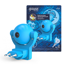 Светильник розеточный с фиксированной проекцией и датчиком освещения, 0,5W, синий 1/100  DIY0033  Gauss