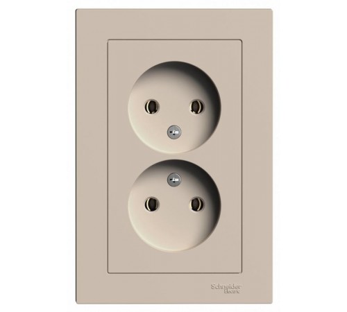 AtlasDesign Песочный Розетка 2-ая без заземления,16А, в сборе  ATN001220  SE