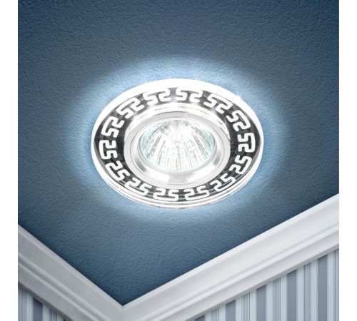 Светильник точечный встраиваемый DK LD45 SL декор cо светодиодной подсветкой MR16, зеркальный  Б0037356  ЭРА