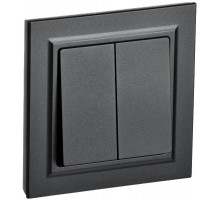 BRITE Выключатель 2-клавишный 10А в сборе ВСР10-2-0-БрЧ черный  BR-V20-0-10-K02-F  IEK