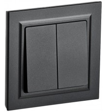 BRITE Выключатель 2-клавишный 10А в сборе ВСР10-2-0-БрЧ черный  BR-V20-0-10-K02-F  IEK