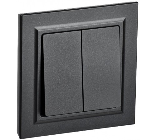 BRITE Выключатель 2-клавишный 10А в сборе ВСР10-2-0-БрЧ черный  BR-V20-0-10-K02-F  IEK