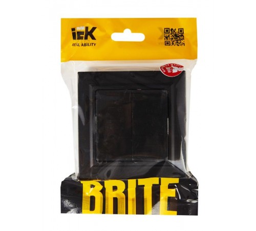 BRITE Выключатель 2-клавишный 10А в сборе ВСР10-2-0-БрЧ черный  BR-V20-0-10-K02-F  IEK
