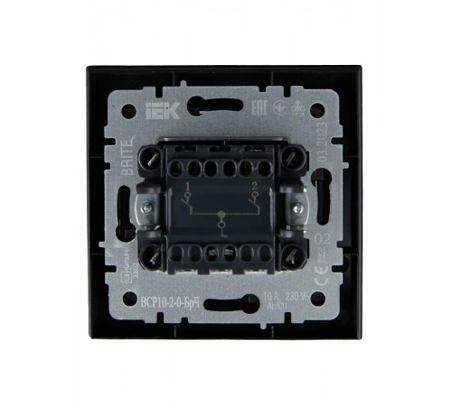 BRITE Выключатель 2-клавишный 10А в сборе ВСР10-2-0-БрЧ черный  BR-V20-0-10-K02-F  IEK