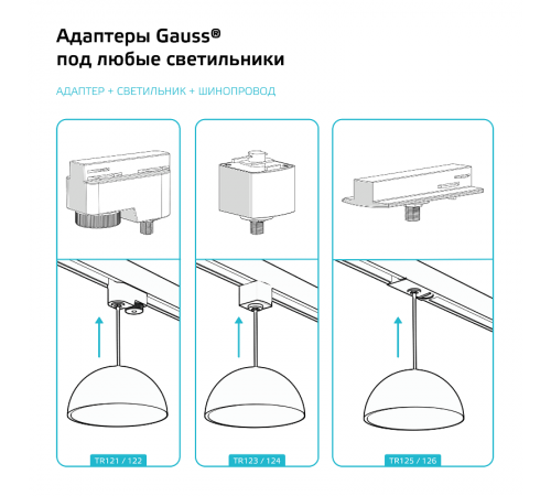 Адаптер питания для подключения светильника к трековой системе, цвет черный  TR124  Gauss