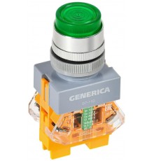 Кнопка D7-11D d=22мм 1з+1р с подсветкой зелёная  BBT50-11D-3-12-K06-G  GENERICA