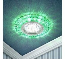 Светильник точечный встраиваемый DK LD3 MR16 3Вт GU5.3 прозрачный c белой и зеленой подсветкой  Б0019204  ЭРА